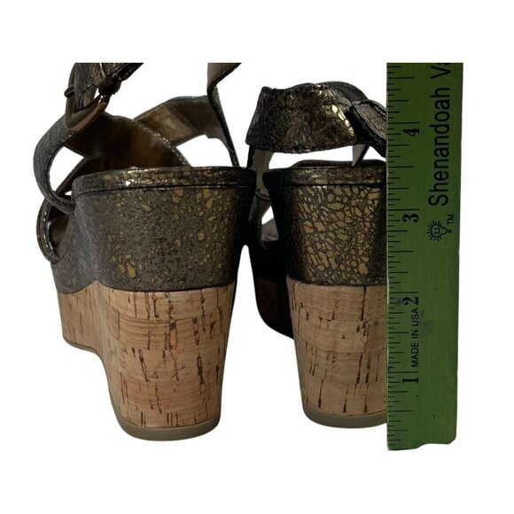 Franco Sarto Wedge Sandal Womens 8.5 Heels Shoes Metallic Leather Upper L-Grace - Picture 8 of 11
